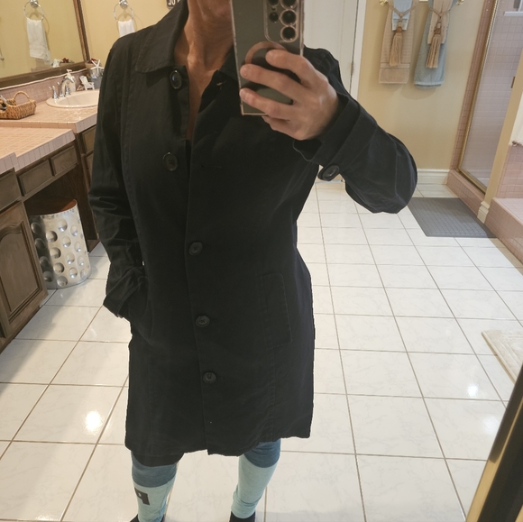 OBT Womens Large Black Old Navy Trench Coat - Picture 9 of 13